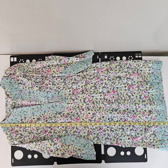 Tyler Boe Floral Tunic Dress Green Embroidered Casual Mini Length | Women's 8 - Picture 5 of 16